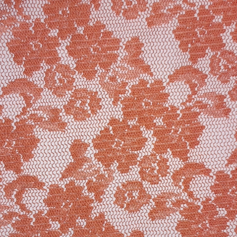 Floral Lace Fabric in Salmon Orange 6417
